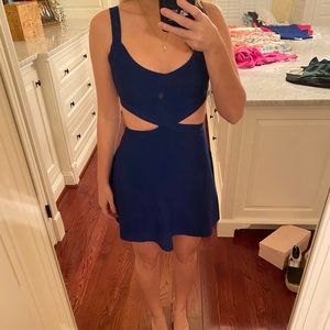 BCBG MaxAzria blue cutout flare dress size S